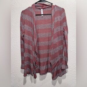 American Retro Pink and Gray Striped Cardigan